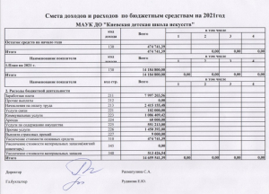Смета доходов и расходов по бюджетным средствам.